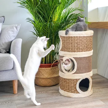 

New Creative sisal barrel cat houses pet product multi-layer cat villa luxury toys cats litter cats tree cat-frame pets house