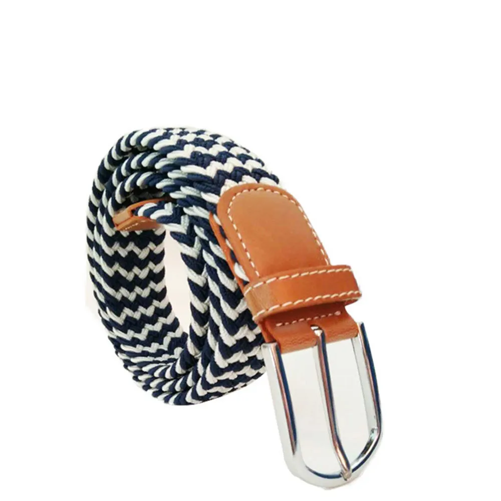 Elastic Stretch Waist Belt Black Canvas Stretch Braided Elastic Woven Leather Belt Wide Hot Metal Stretch Belts