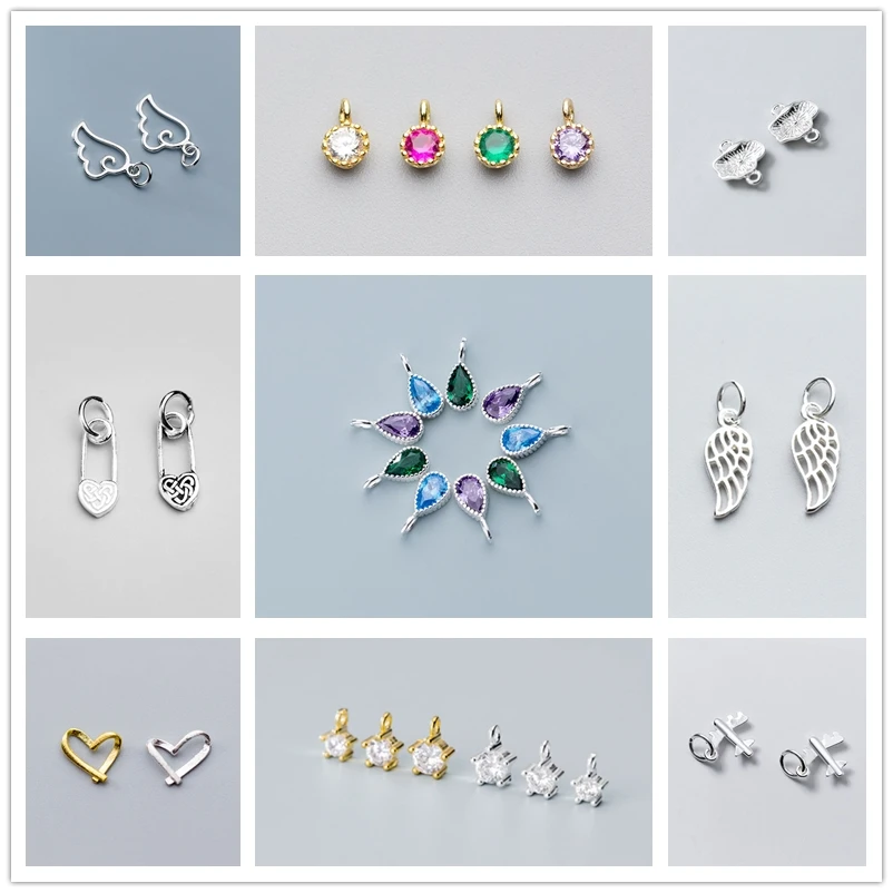 MEETSOFT Genuine S925 Sterling Silver Minimlist Charms DIY Handmade Fine Jewelry Necklace Deocration Accessory chic Gift | Украшения и