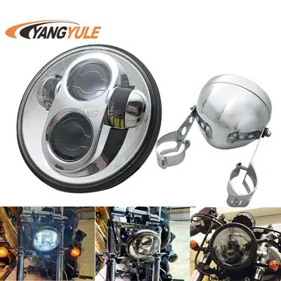 5,75 дюймовый светодиодный проектор фары с белыми DRL огнями для Honda Shadow Aero Phantom VLX 600 750 VT 1100 - Цвет: chrome   set  a