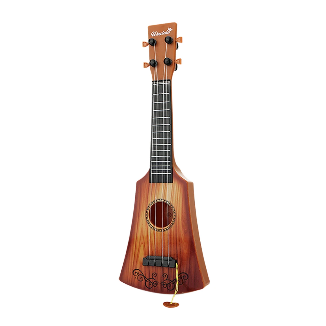 

17 Inches Children Instrument Simulation Sector Ukulele Playable Musical Toy with String - Light Brownness