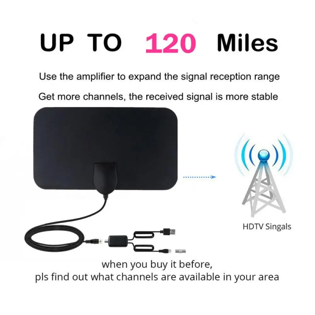 NEW 70 Mile Range Flat Wave DIGITAL INDOOR TV ANTENNA HDTV DTV HD VHF//UHF USA