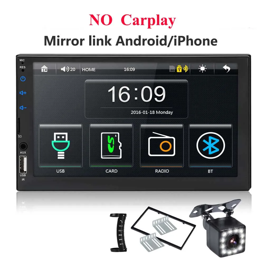 7049 fr cam control 2 din автомагнитола " HD сенсорный экран плеер mirrorlink Android 9 Iphone MP5/SD/FM/MP4/USB/AUX/Bluetooth Авто Аудио для камеры - Цвет: 7049 fr cam control