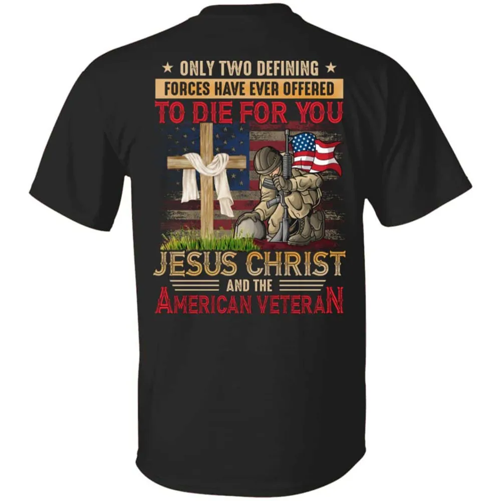 

CLOOCL Men T-shirt 100% Cotton 3D Graphic for You Jesus Christ and The American Veteran Print on Back T-Shirt Asian Size XS-7XL