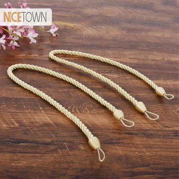 

NICETOWN 2 Pieces Gold Curtains Ropes Ribbon& Tie Backs Drape Accessories for Living Room Sheer Curtains