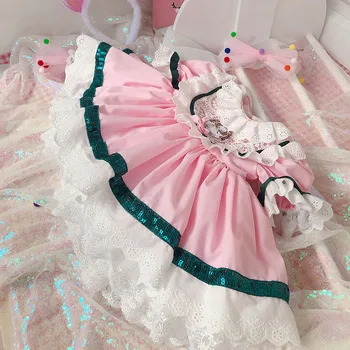 

Lolita Infant Dresses Set Girls Dress Baby Cotton Lace Puff Sleeve Spanish Style for Princess Children's Clothing High Quality