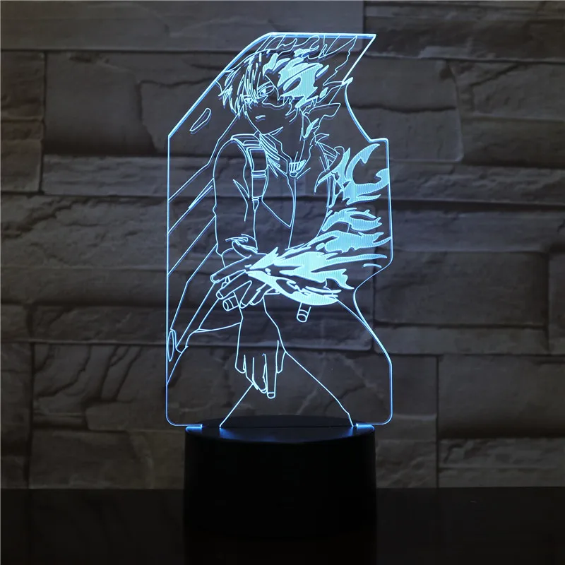 Мой герой Todoroki шото Рисунок USB 3D светодиодный ночной Светильник для мальчиков, для малышей и детей постарше, футболка подарки для костюмированной вечеринки по японскому аниме настольная лампа прикроватный