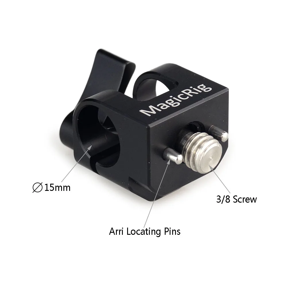 Camera Clamp MAGICRIG 15mm Single Rod Clamp with ARRI Locating Screw for EVF Mount 15mm Rods Support System for Camera Cage / Handle / Plate