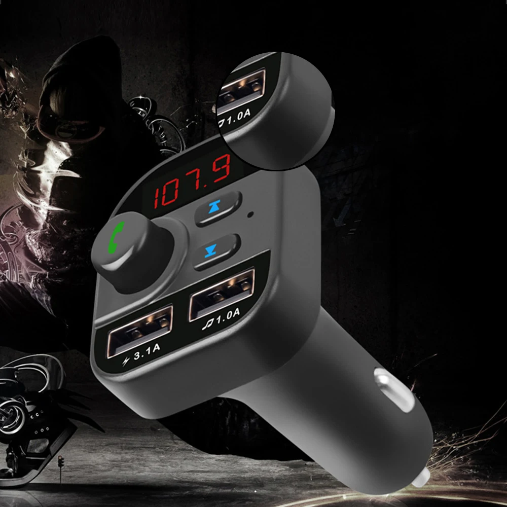 Автомобильное зарядное устройство Dual USB Bluetooth 5,0 автомобильный Bluetooth MP3 громкой связи телефон mp3-плеер