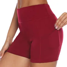 Женские спортивные шорты для бега, фитнеса, йоги, высокая прочность, быстросохнущие обтягивающие леггинсы, шорты с леггинсы с карманами, Courte Femme