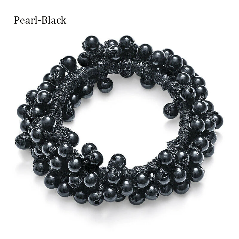Pearl -Black Резинка для волос, резинка для волос, резинка для волос, держатель для хвоста, жемчужные бусы, женские резинки для волос, аксессуары для женщин - Цвет: Pearl -Black
