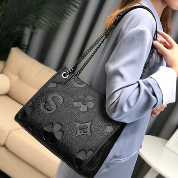 

Women Genuine Leather Handbag for Women Fashion Boston Totes Crossbody Bag Female Luxury Designer Chain Shoulder Bag Louis Brand