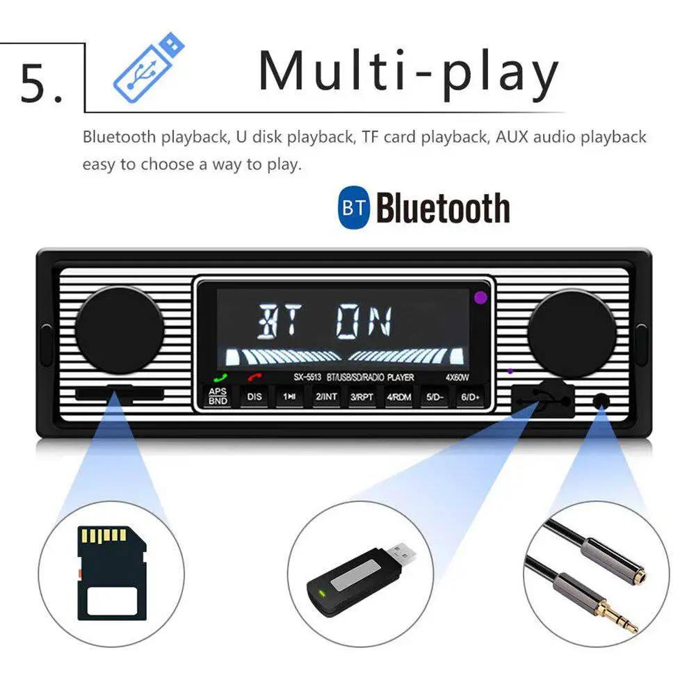 Винтажный цветной экран OLED Автомобильный Bluetooth fm-радио mp3-плеер с дистанционным управлением USB AUX классический автомобильный стерео аудио электронный