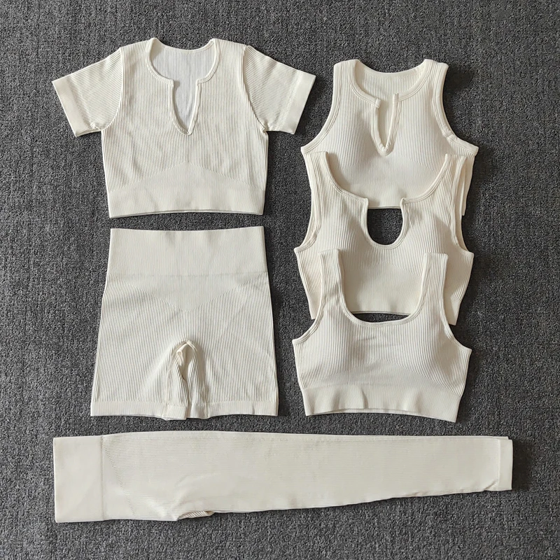 2/4/6PCS Seamless Women Yoga Set Workout Sportswear Fitness Bra Sport Pants Gym Clothing High Waist Leggings Shorts Sports Suits