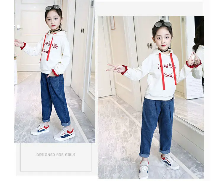 Girls Solid Color Jeans Harem Pants New Style Children Big Boy Spring And Autumn Korean-style Fashion Pants