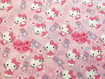 

145CM Cartoon Pink Cats Polyester Canvas Fabric for Gilr Hometextile Backpacks Slipcover Cushion Cover DIY Material