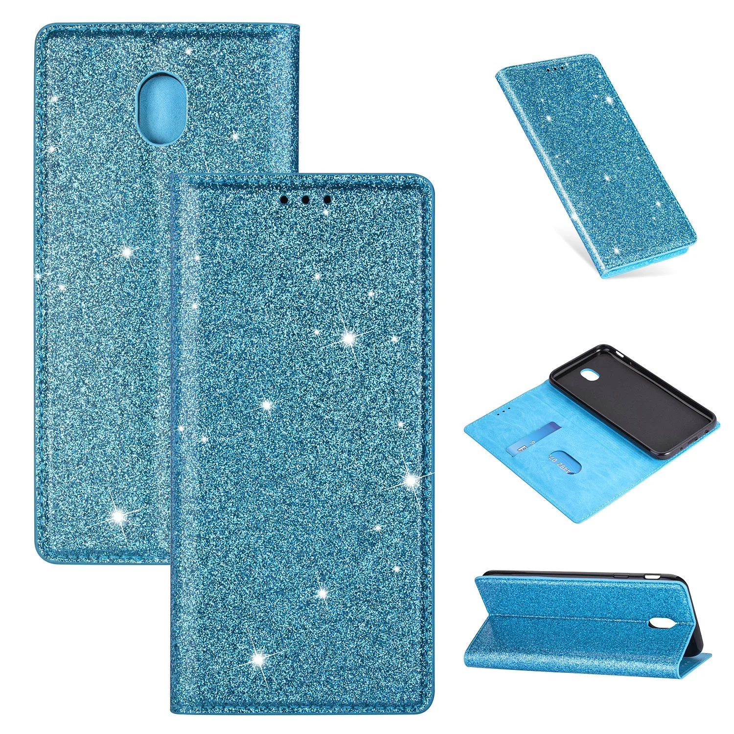 Блестящий кожаный магнитный флип-чехол для samsung Galaxy J3, J5, J7 Pro, J8, J7, J4, J6 Plus, блестящий кошелек, держатель для карт, Обложка для книги