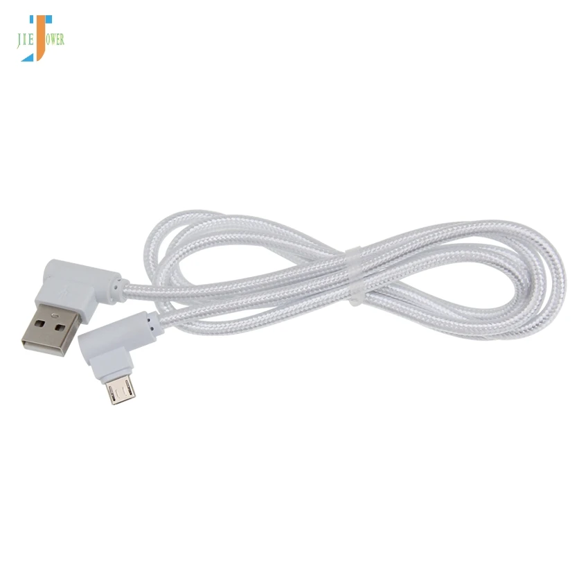 100pcs/lot Micro USB Cable Fast Charger USB Cord 90 degree elbow Nylon Braided Data Cable for iphone XR XS 8 Samsung S6 Sony C3