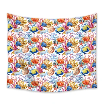 

Marine Life Fish Coral Tapestry Wall Hanging Tapestries Bedspread Art Decor Blanket Throw Towel Window Curtain Yoga Mat