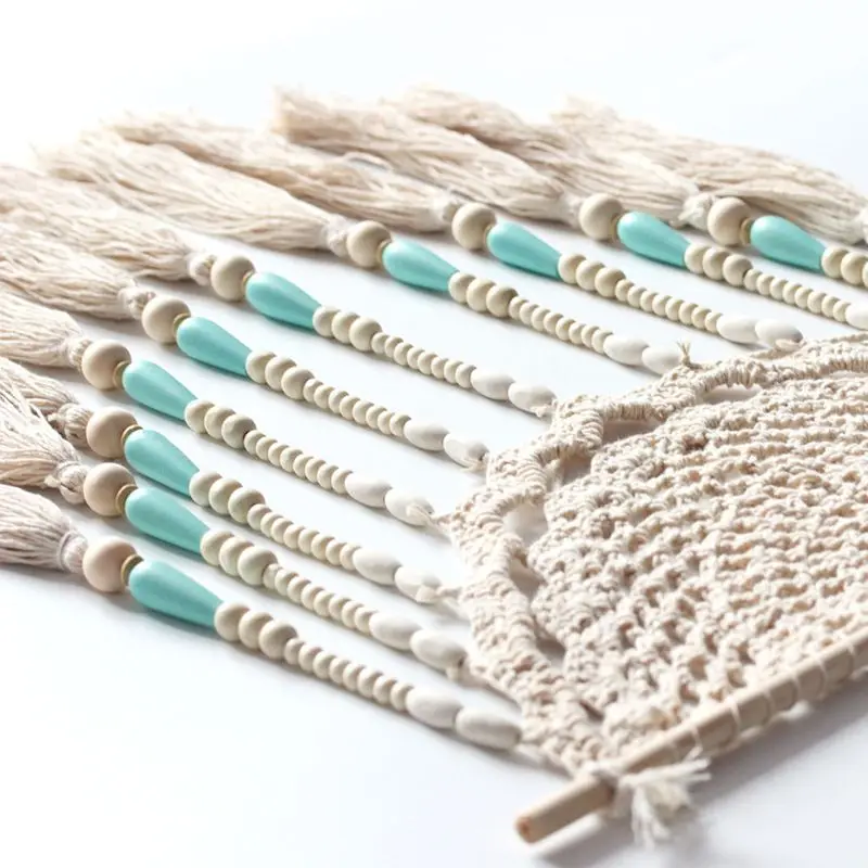 Beads Macrame Woven Wall Hanging Tapestry Handmade Boho Chic Bohemian Apartment Dorm Room Home Decor