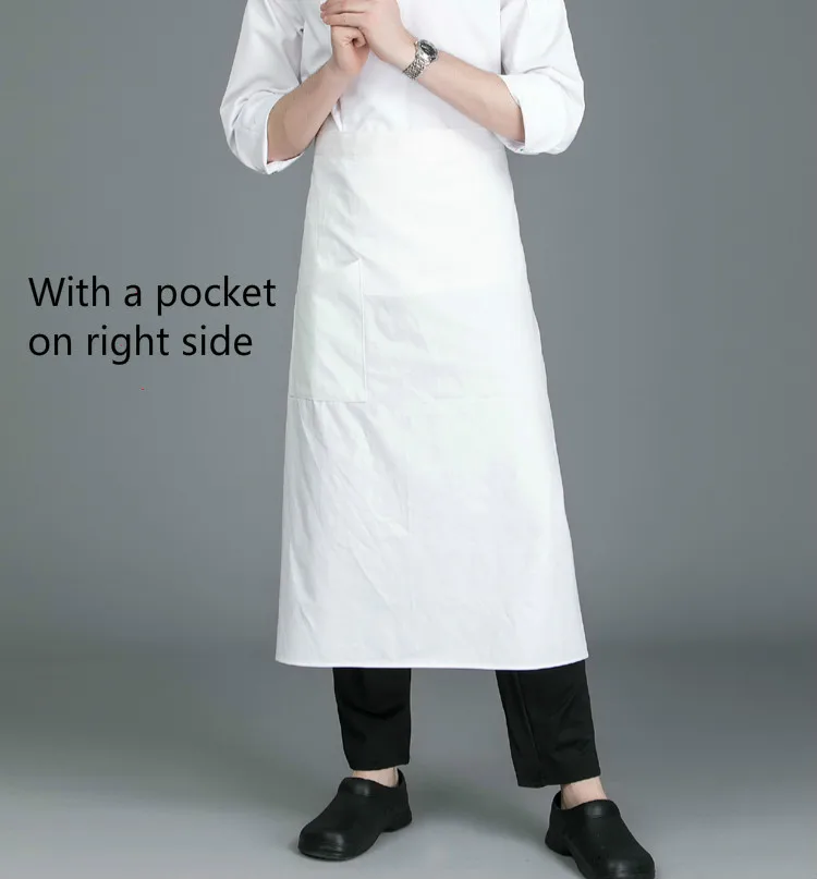 White apron Мужская куртка шеф-повара Синяя Униформа с длинными рукавами ресторанная Униформа пальто белый фартук плистер летняя кухня женские мужские рубашки шеф-повара - Цвет: White apron
