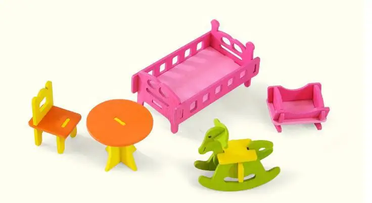 Деревянная детская маленькая мебель моделирование DIY разборка головоломка игрушка мебель кухонный набор