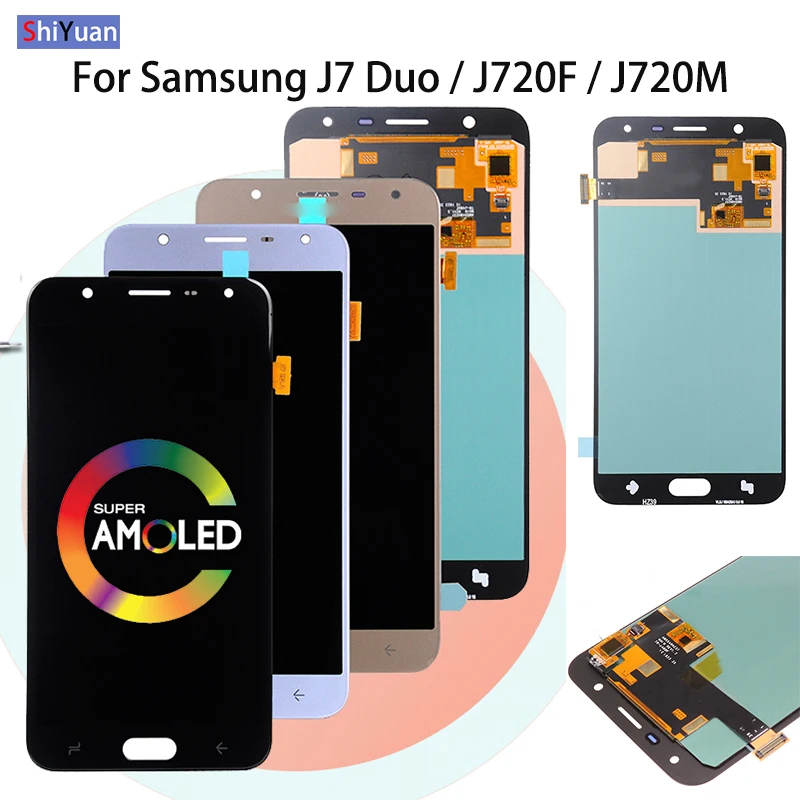 SUPER AMOLED 5,5 ''lcd для SAMSUNG Galaxy J7 Duo J720 J720F AMOLED lcd дисплей кодирующий преобразователь сенсорного экрана в сборе регулируемый