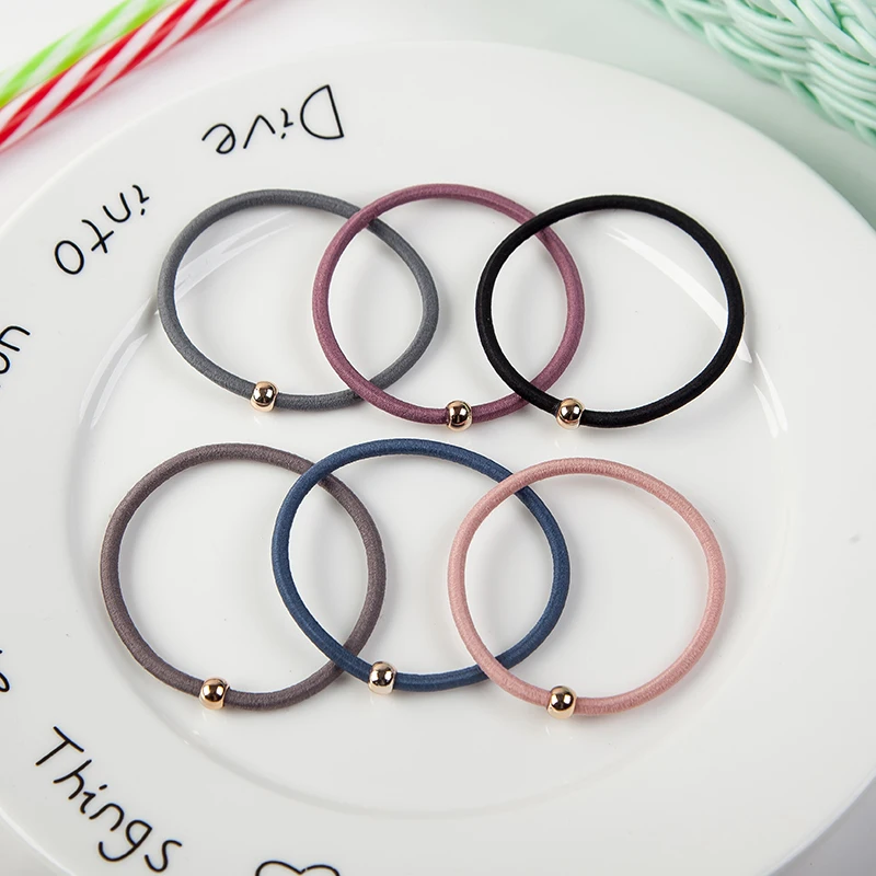 

10PCS/High quality gold bead base elastic rubber band children's adult hair circle hair binding hair accessories rubber band hea