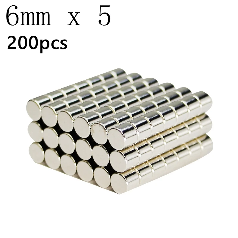 Cylinder Magnets in Disc 6mm x 5mm Magnetic Strong Small Round Neodymium Magnet 200pcs 6*5 N35 NdFeB Rare Earth Iman