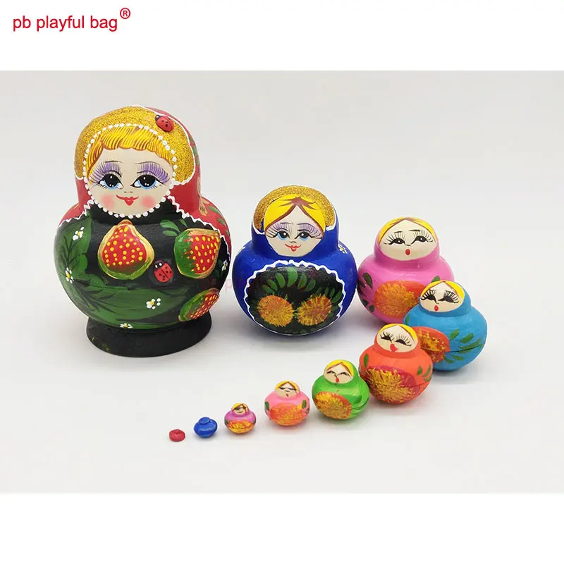 

PB игривая сумка десять слоев окрашенная клубника русские куклы Изысканная деревянная искусственная креативная Забавная подарок на день Святого Валентина HG75