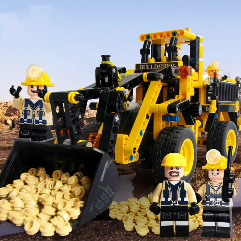 

Toys For Children Engineering Bulldozer Model Kit Boys Diy Educational Assembled Building Blocks Bricks Kids Birthday Gifts I74