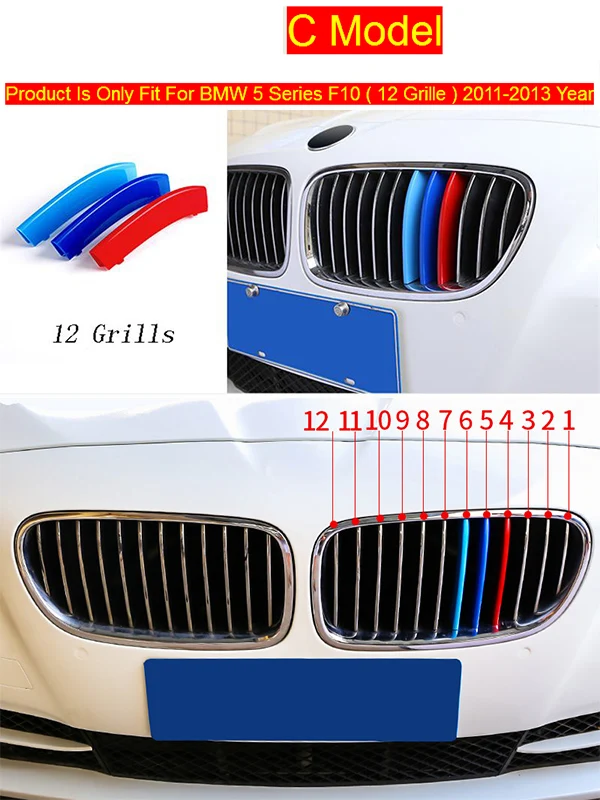 Accessoires de coiffure de voiture pour BMW 3 5 | Série F30 F10,  accessoires pour tête et calandre avant en M Sport rayures, décoration du  capuchon de