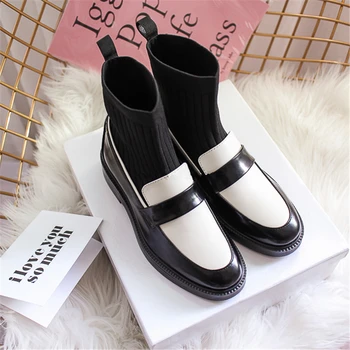 

Patchwork Socks Boots Mixed Color Slip On Women Casual Boots Platform Shoes Men Women Sock Walking Footwear Socks Boots Shoes