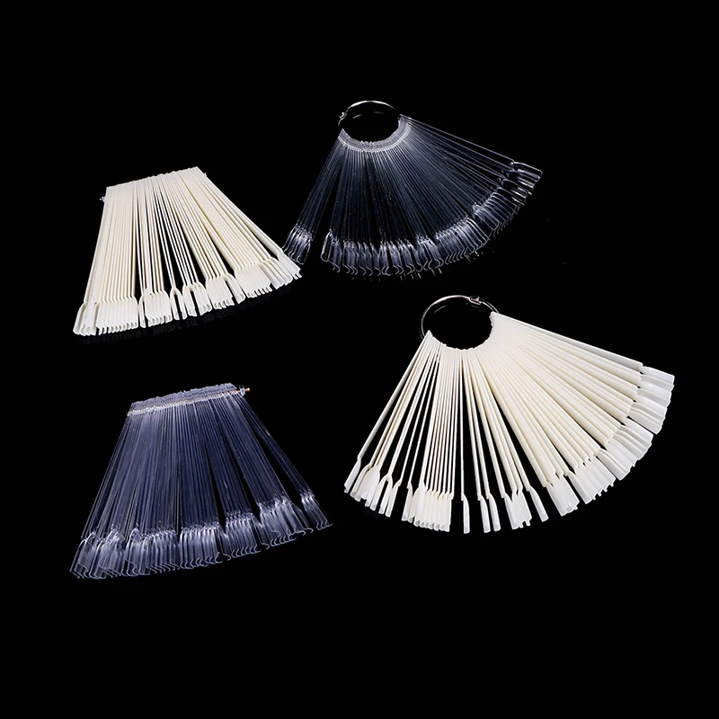 

50PCS Square Head Nail Color Card Nail Polish Glue Fan-shaped Display Board