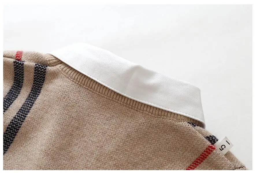 Осенне-зимний вязаный детский свитер для мальчиков; хлопковая блуза в клетку с отложным воротником и имитацией двух частей; детский пуловер; свитеры;