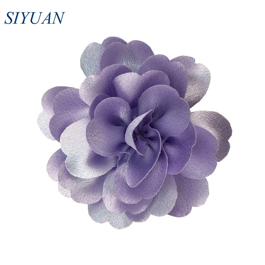 7-lavender 120 шт./лот 3 ''ткань кристалл креповый цветок с заколкой для волос превосходный рулон Шелковый в форме цветка для волос аксессуары Свадебный декор TH302 - Цвет: 7-lavender