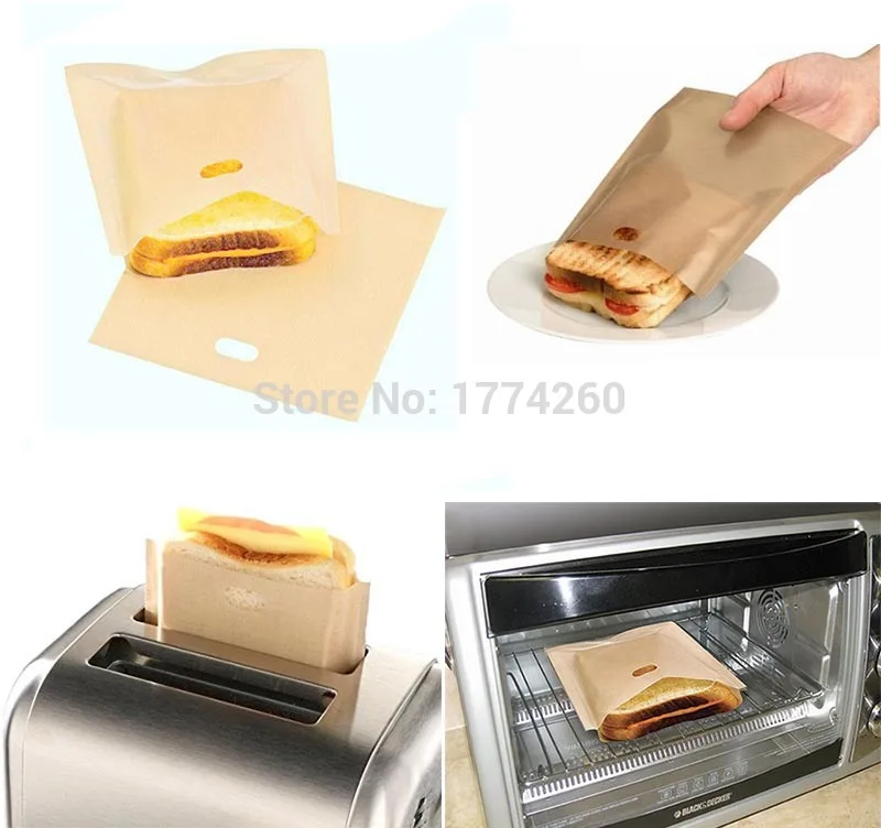Walfos 3 Pieces 16*16.5CM Heat Resistant Non Stick Toast Bread Bags Bread Grill Microwave Bags Reusable Toaster