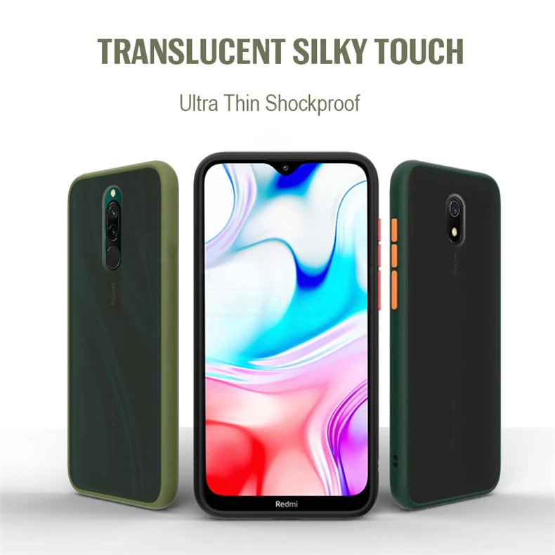 Матовый сенсорный чехол для телефона Xiaomi Redmi 8, противоударный силиконовый чехол для Redmi 8A, чехол на заднюю панель, прозрачная Броня