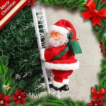 

Electric Climbing Santa- Christmas Electric Santa Claus Climbing Ladder Doll Music Creative Xmas Decor Kid Toy Gift
