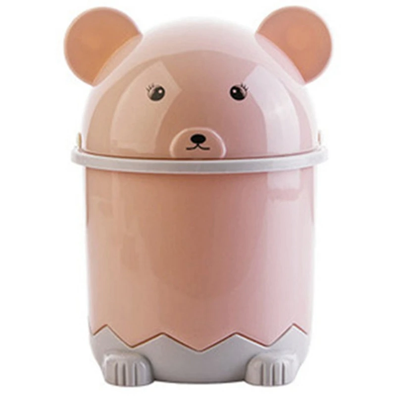 New-Creative Cute Desktop Trash Desktop With Lid Small Paper Basket Mini Flip Plastic Trash Can