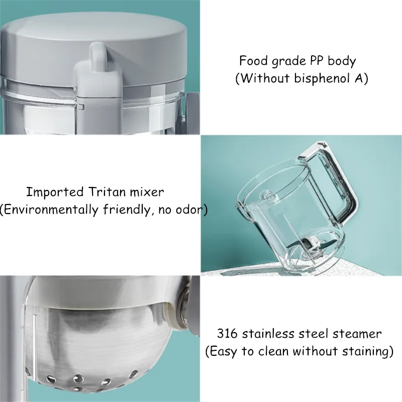 Smart Electric Baby Food Maker with Reversible Food Basket Integrated Baby Food Steamer Blender Micro-Stir Baby Food Processor