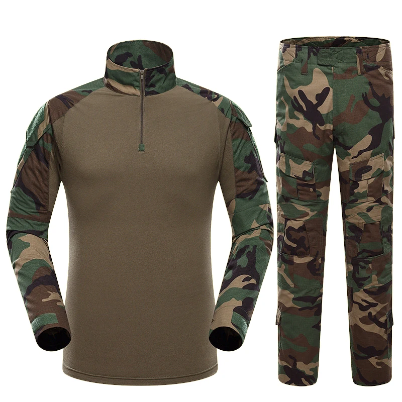 Woodland Camo Черная Военная Униформа США рубашка брюки Тактический Боевой страйкбол Охота Одежда Камуфляж BDU - Цвет: Woodland Camo