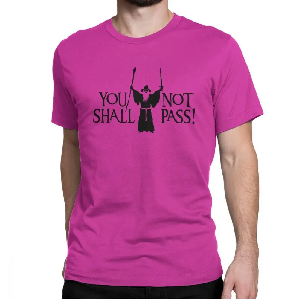 Fuchsia Один yona Для мужчин футболка Гэндальфа, что вы не будете футболка pass Властелин колец фильм футболки для девочек с круглым вырезом и мультяшным рисунком хлопок с принтом - Цвет: Fuchsia