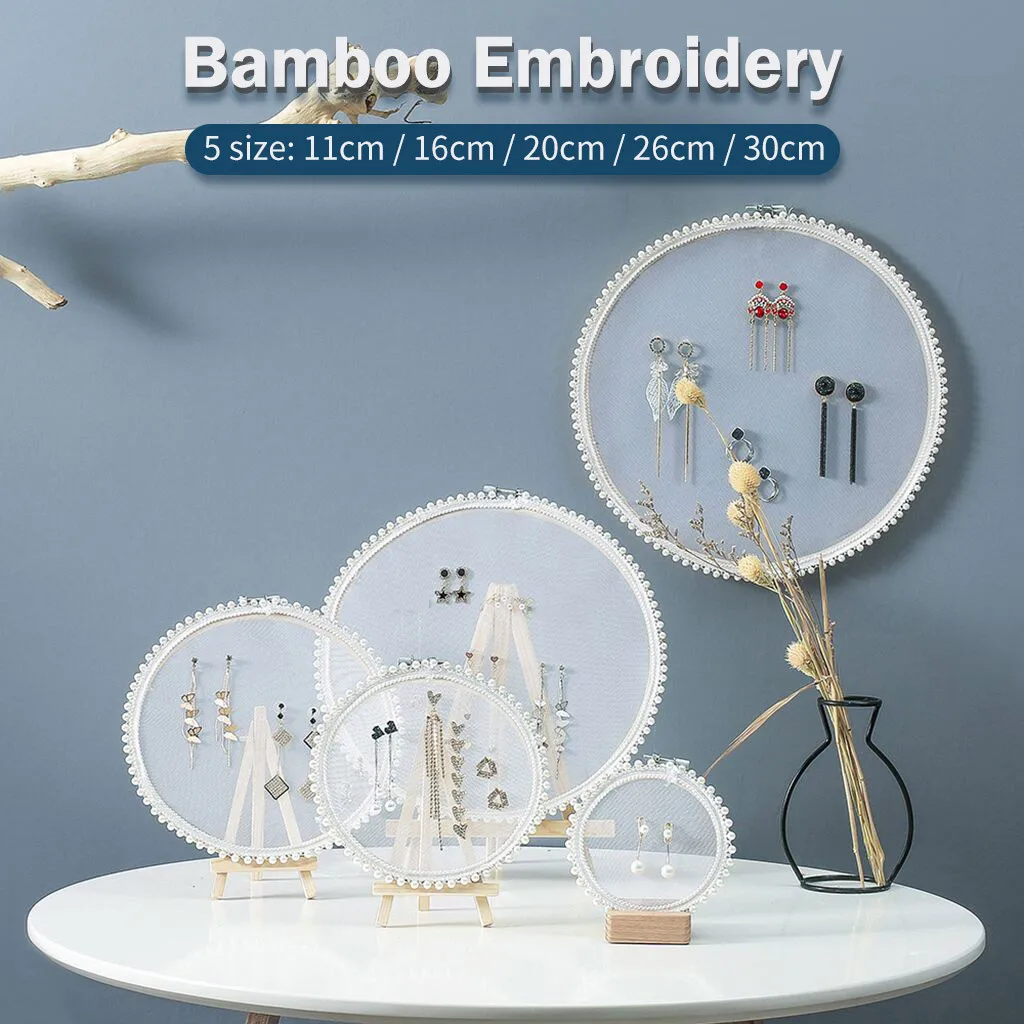 Винтажная бамбуковая вышивка в виде дисков из Жемчужной пряжи фоторамка для