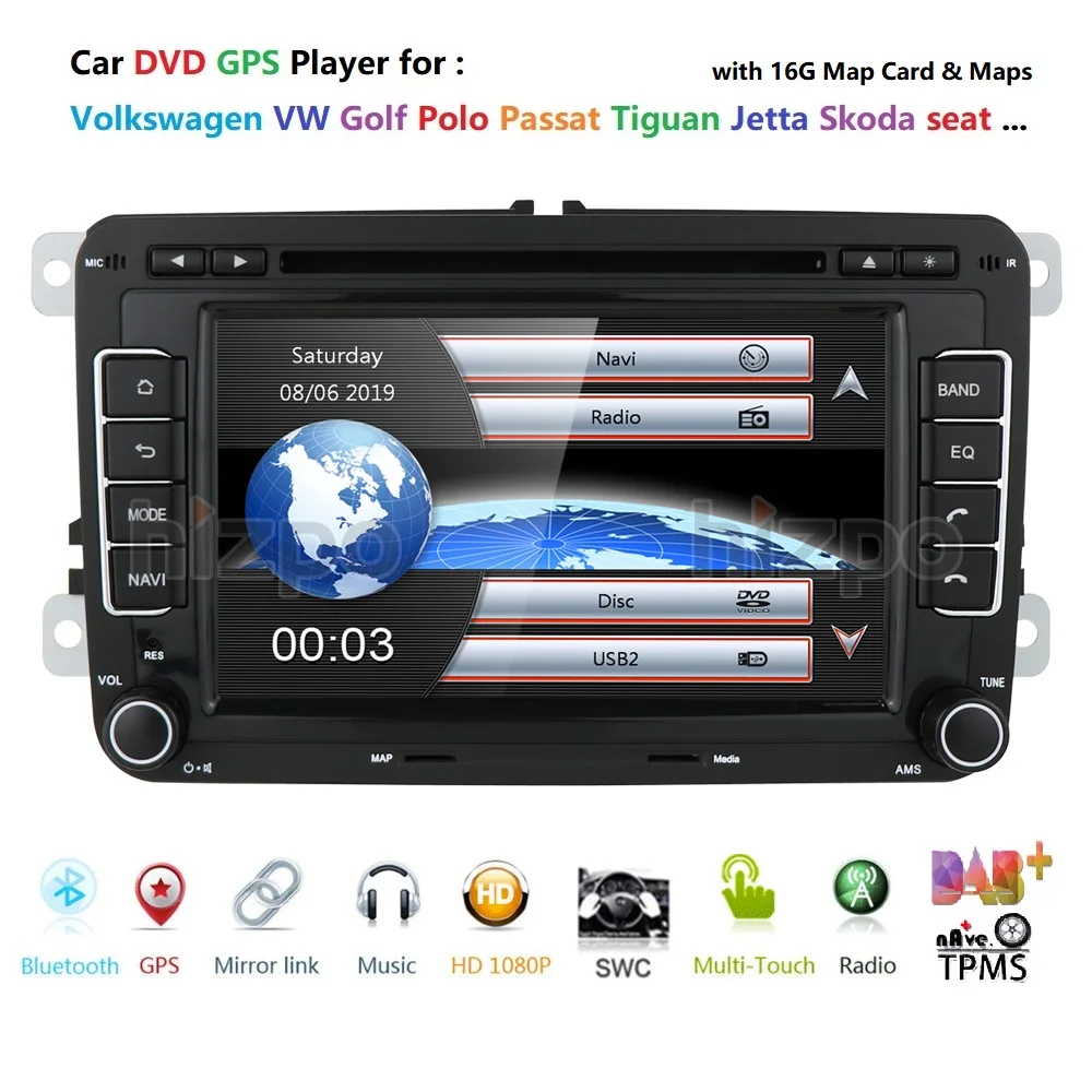 Best Price 7'' 2 din Car Radio Multimedia Player GPS for Volkswagen VW golf passat b6 Touran polo sedan Tiguan jetta DVD USB RDS DAB+ Maps