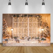 

Laeacco Christmas Backdrop For Photography Light Pine Tree Window New Year Party Decor Photography Background For Photo Studio