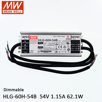 

MEAN WELL DimmableLED driver HLG-60H-54B 60W 54V LED Switch Power Supply 110V/220VAC to 54V DC 1.15A 60W waterproof IP67 Dimming
