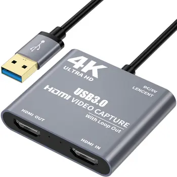 

4K 1080P USB 3.0 to HDMI Video Audio Game Capture Card With Loop Out Full 1080p 60 Record Via DSLR Camcorder