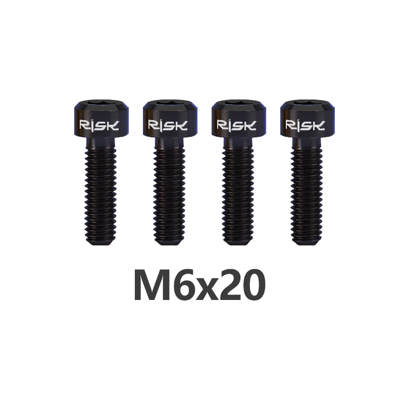M6x20mm Black Риска 4 шт. M6x16/18/20 мм титановый велосипедный дисковый тормоз крепежные болты горный тормозной суппорт для велосипеда болт Crank винты - Цвет: M6x20mm Black