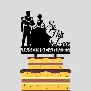 

Personalized Disney Wedding Cake Topper Custom Name Superman and Cinderella Cake Topper For Wedding Party Cake Decoration YC199
